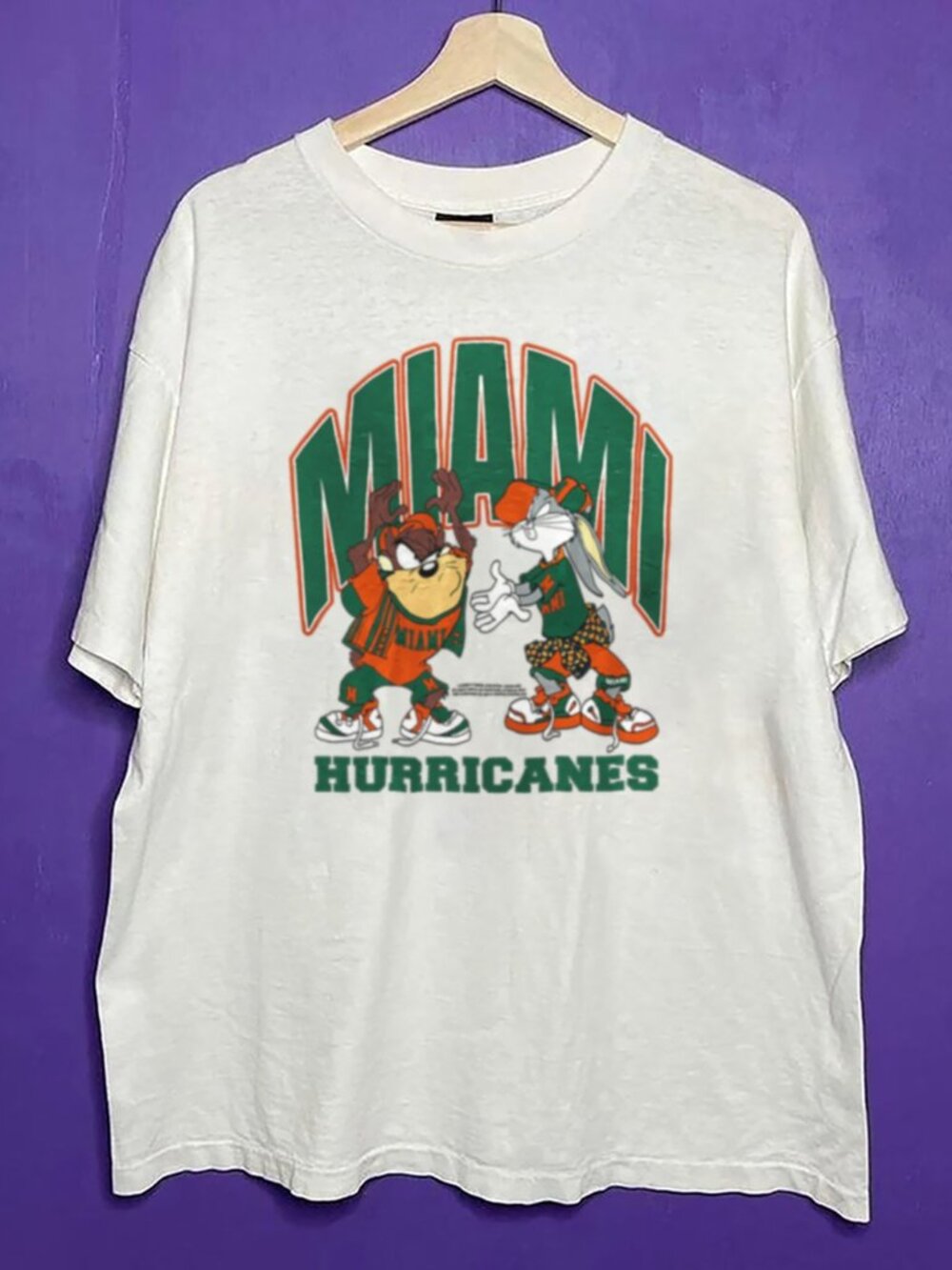 Vintage NCAA Miami Hurricanes Looney Tunes Shirt, University of Miami Shirt Tee